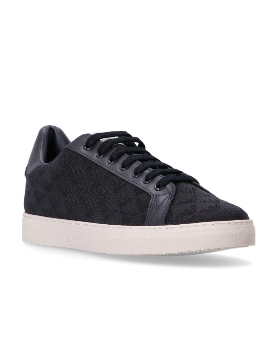 Emporio Armani Logo Printed Lace-up Sneakers In Black
