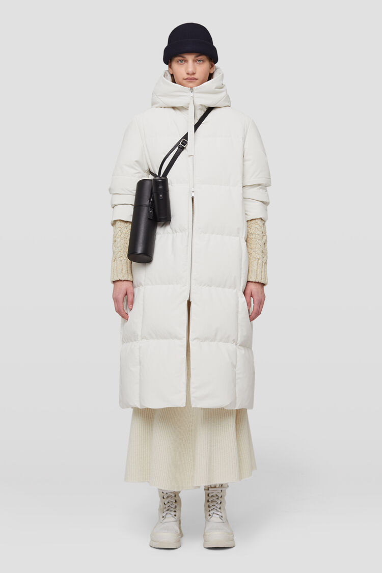 Jil Sander Quilted Long Down Jacket In White