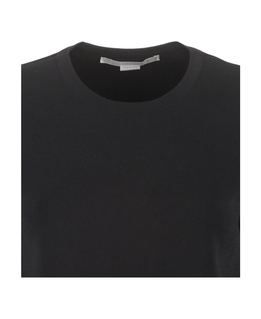 Stella Mccartney Strong Silhouette Short-sleeve Knitted Jumper In Black