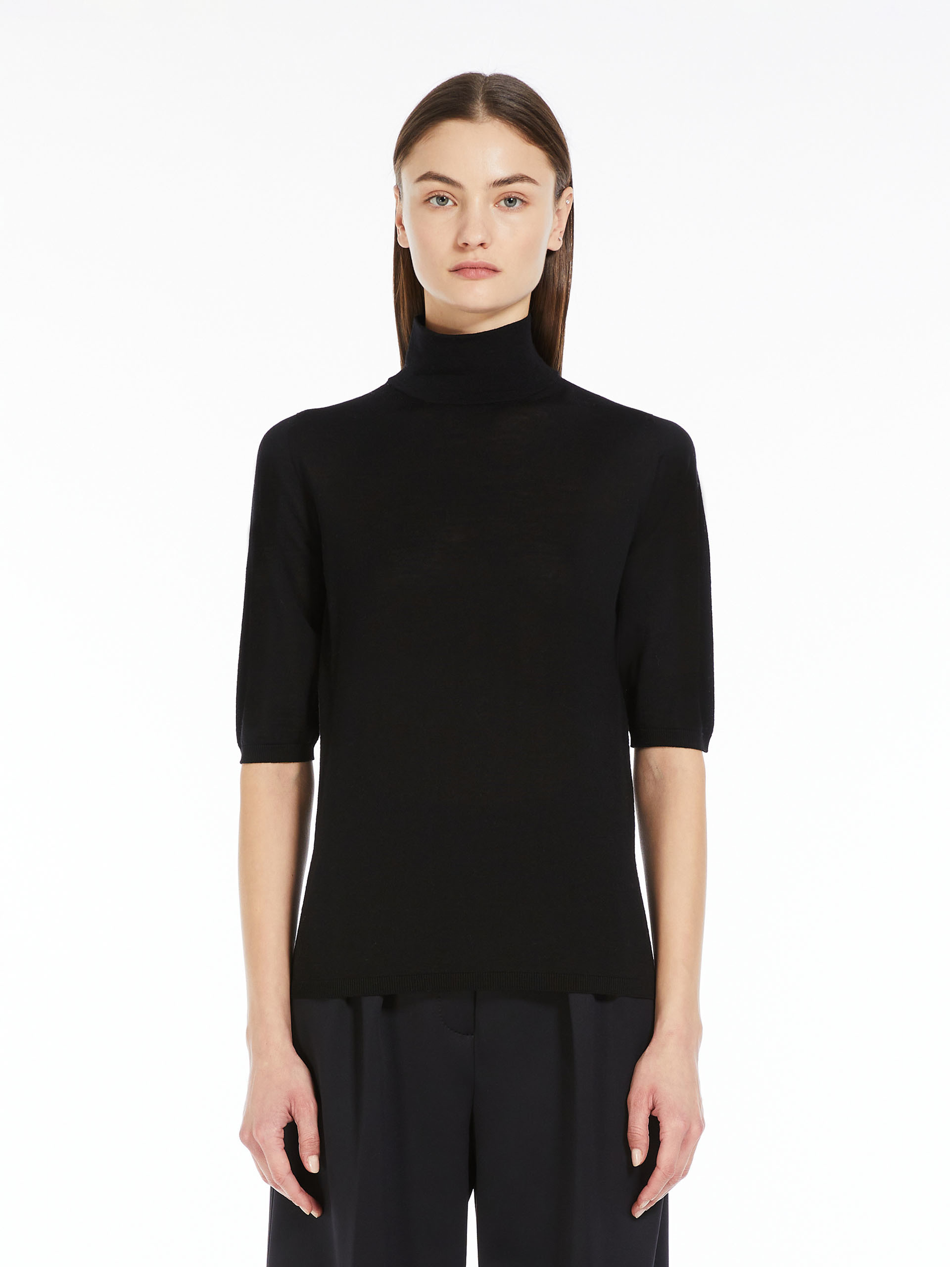 Max Mara Wool Turtleneck Sweater In Black