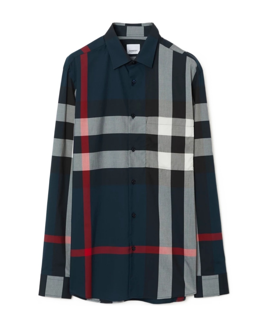 Shop Burberry Check-pattern Cotton Shirt In Black