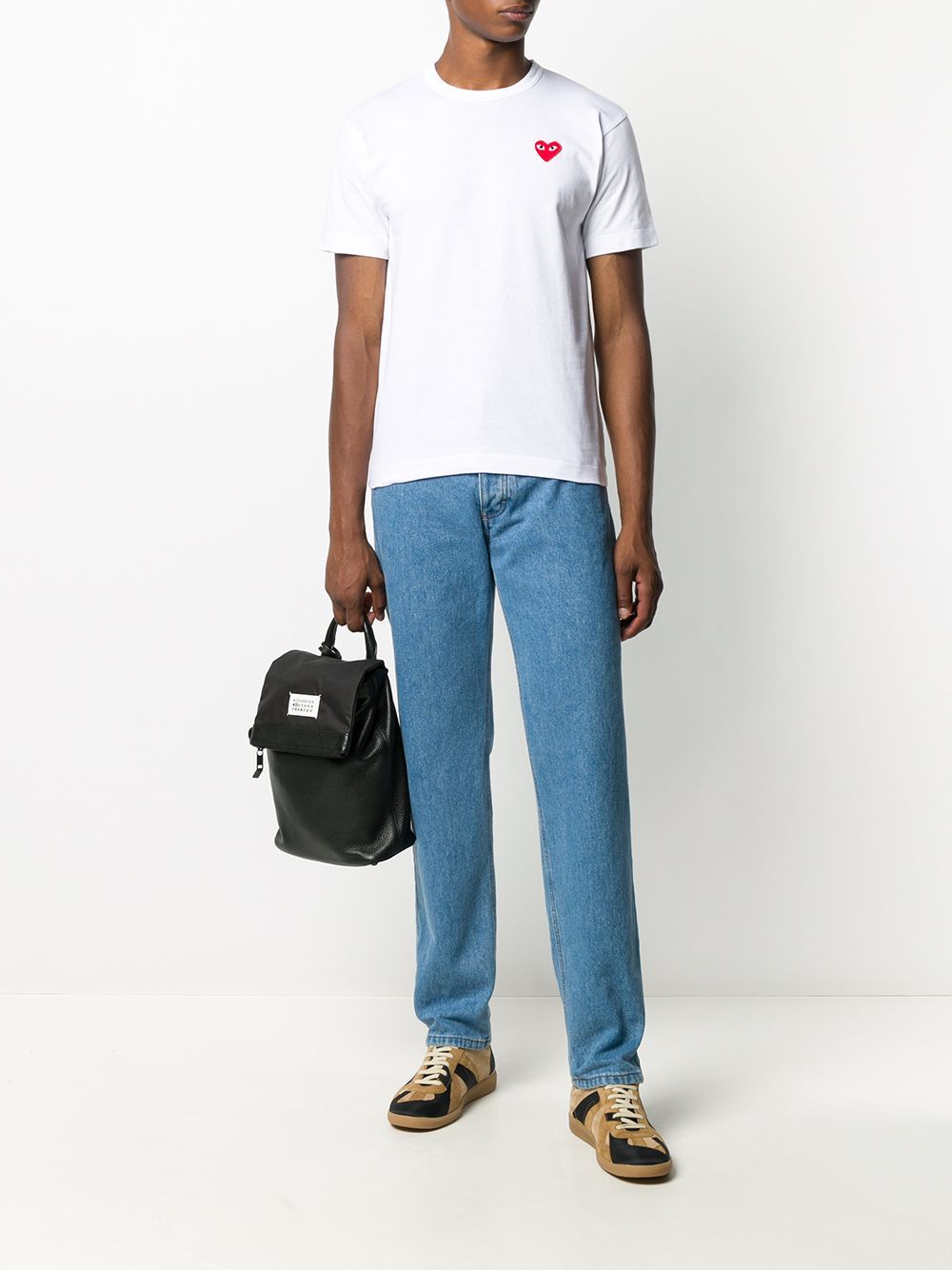 Comme Des Garçons Play Comme Des Garcons Play Men The Artist Invader Pixelated Red Heart T-shirt In White
