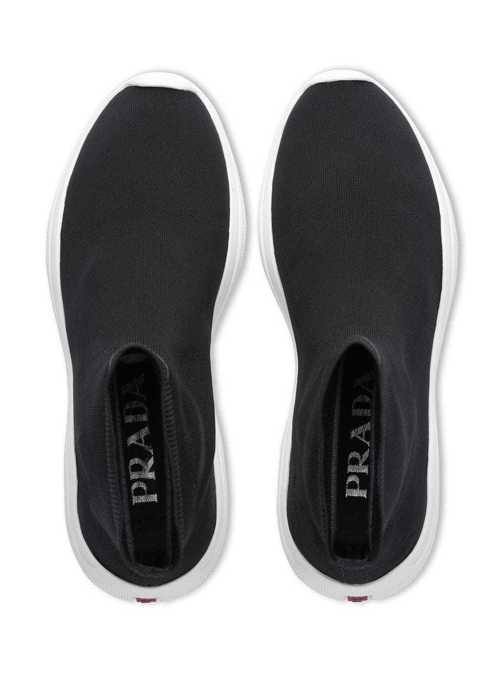 Prada Strapless High-top Sneakers In Black
