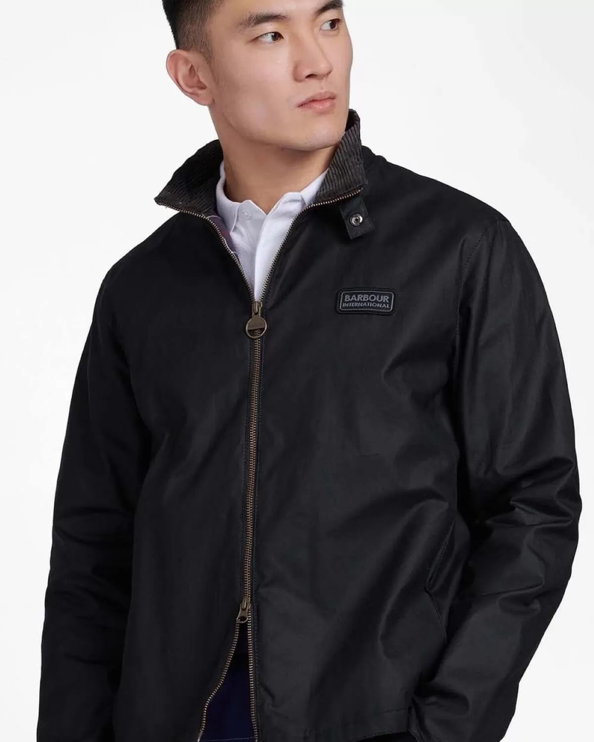 Shop Barbour Logo-patch Cotton Jacket In Black