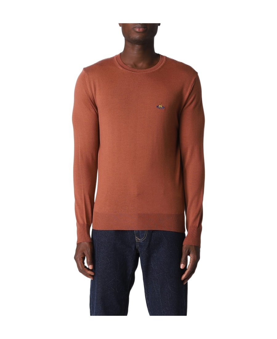 Vivienne Westwood Round Collar Long Sleeve Sweater In Brown