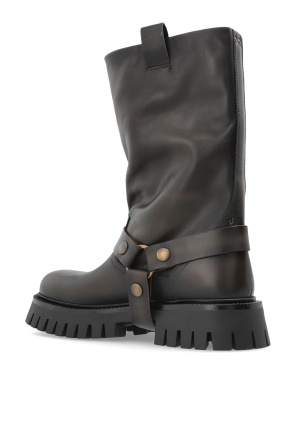 Golden Goose Kurt Chunky Low Heels Ankle Boots In Brown Leather In Black