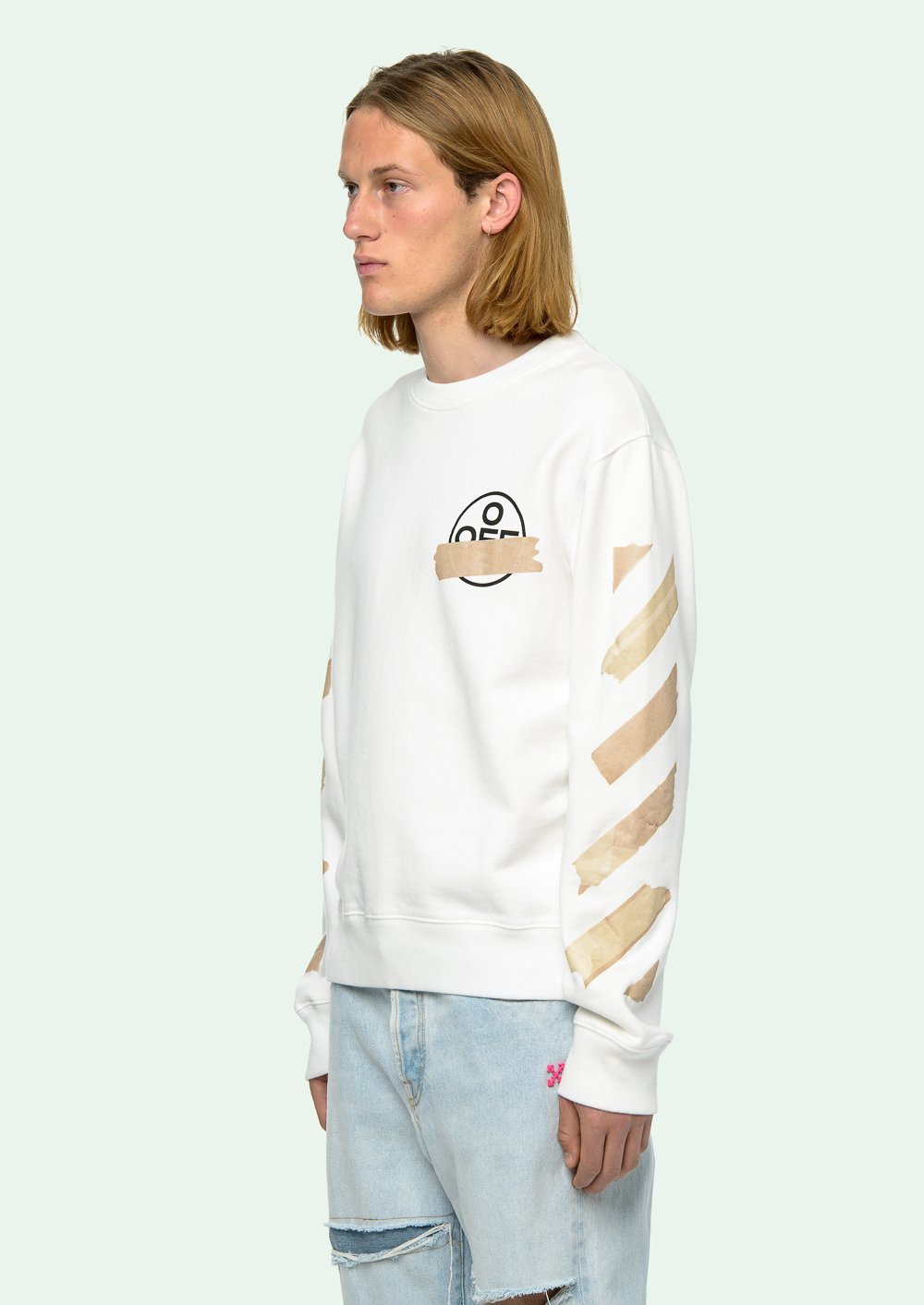 Off-white Tape Arrows Crew Neck Sweatshirt In White