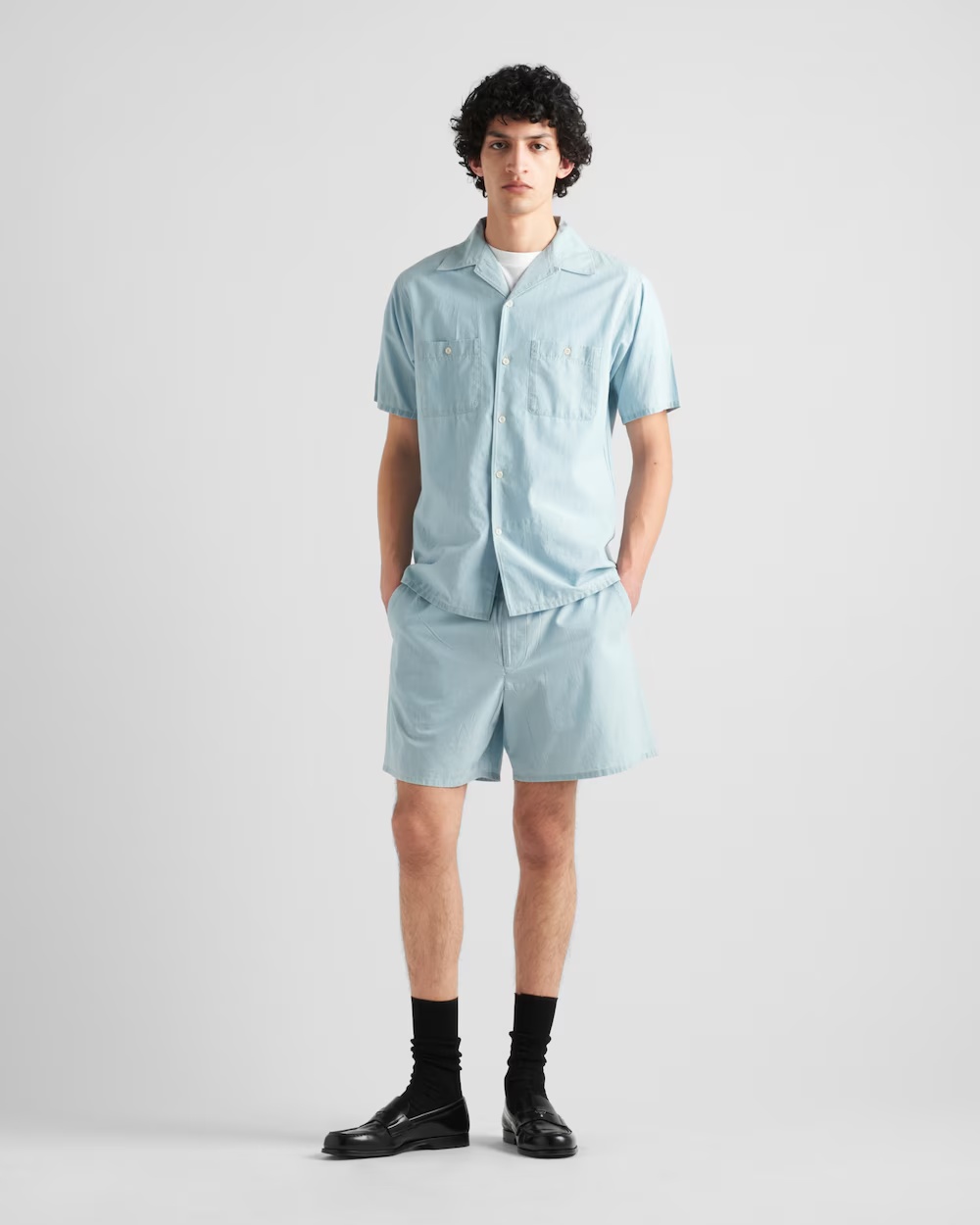 Prada Chambray Bermudas In Blue