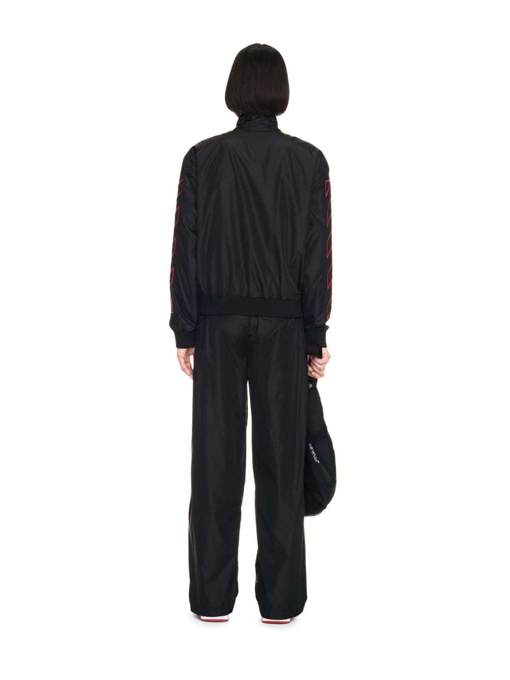 Off-white Embroidered Shell Bomber Jacket In Black
