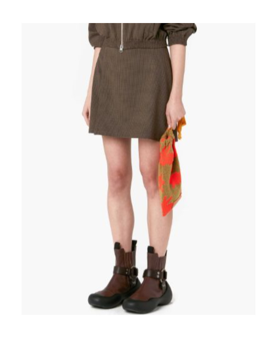 Jw Anderson Check-print Belted Skirt In Brown