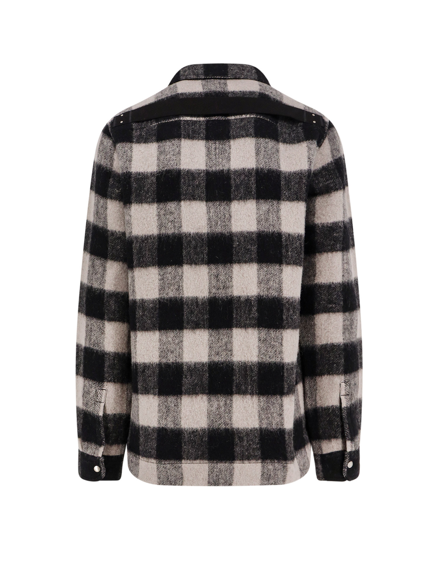 Rick Owens Virgin Wool Check Overshirt In Gray