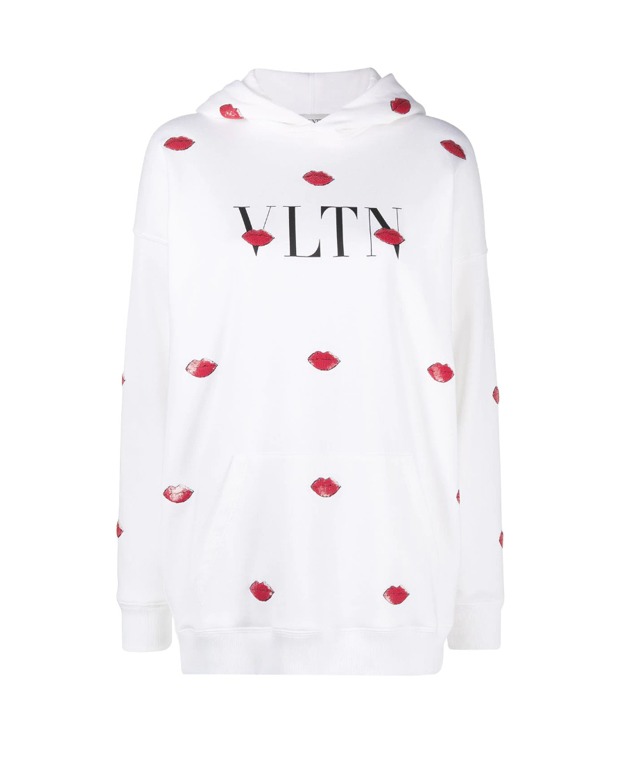 Valentino Vltn Le Rouge Hoodie In White