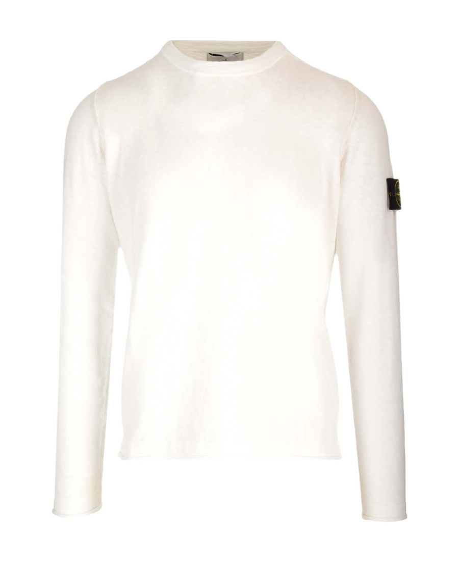 Stone Island Wool Blend Sweatshirt With Iconic Logo Patch And Timeless Design In White