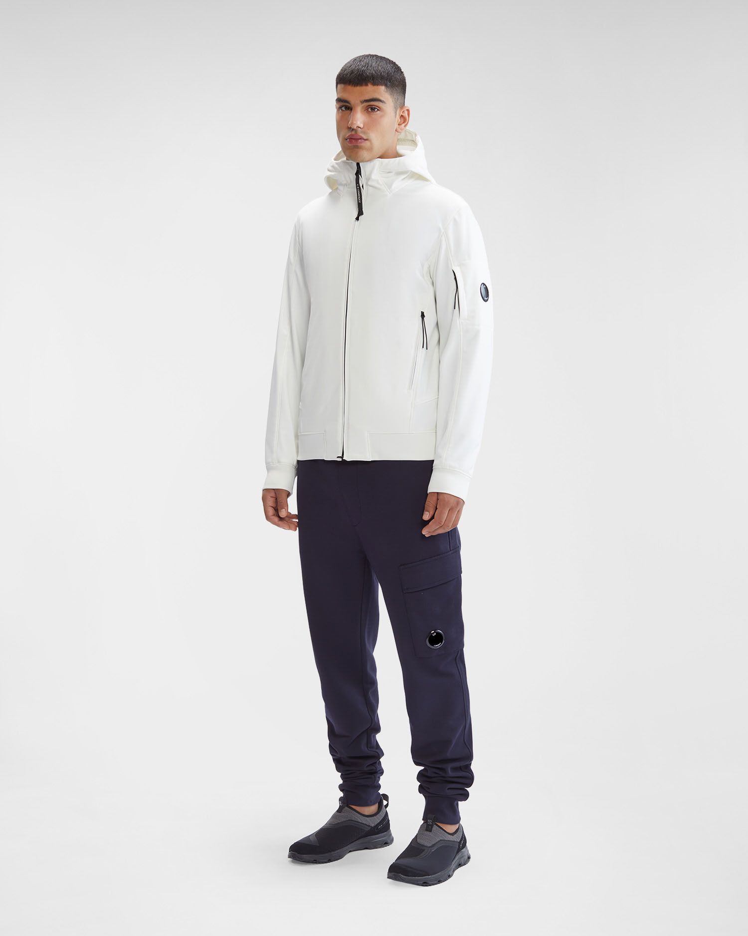 C.p. Company Lens-detail Zip-up Hooded Jacket In White