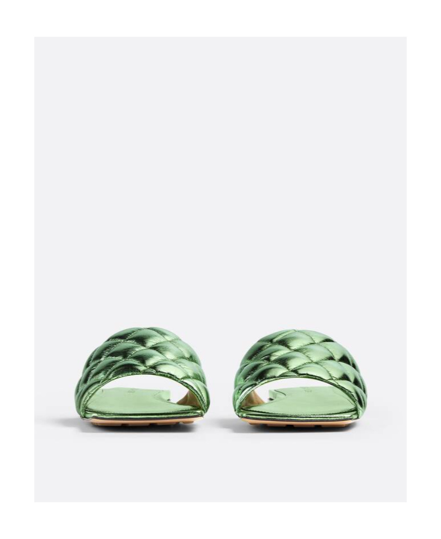 BOTTEGA VENETA QUILTED METAL FLAT-SOLED SLIPPERS 