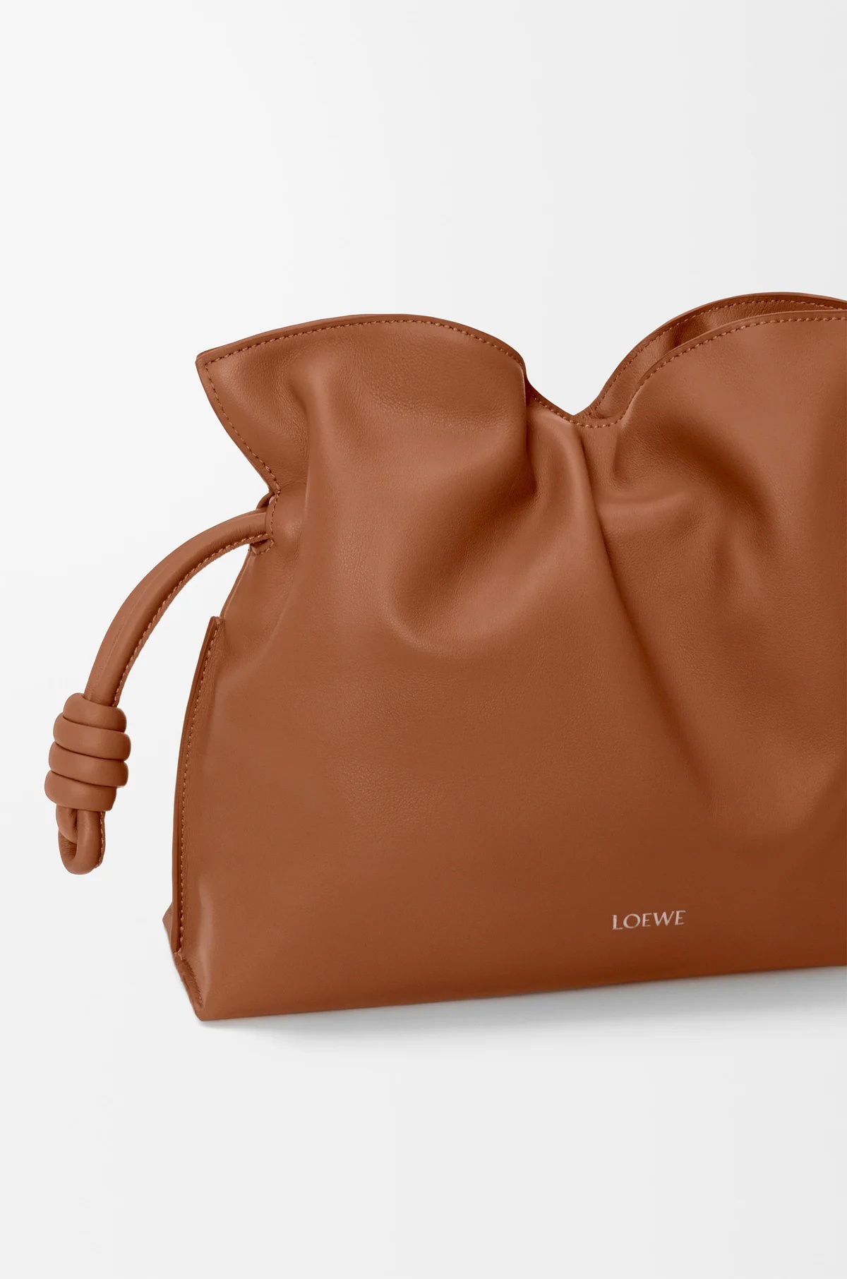 Loewe Medium Leather Flamenco Clutch Bag In Brown