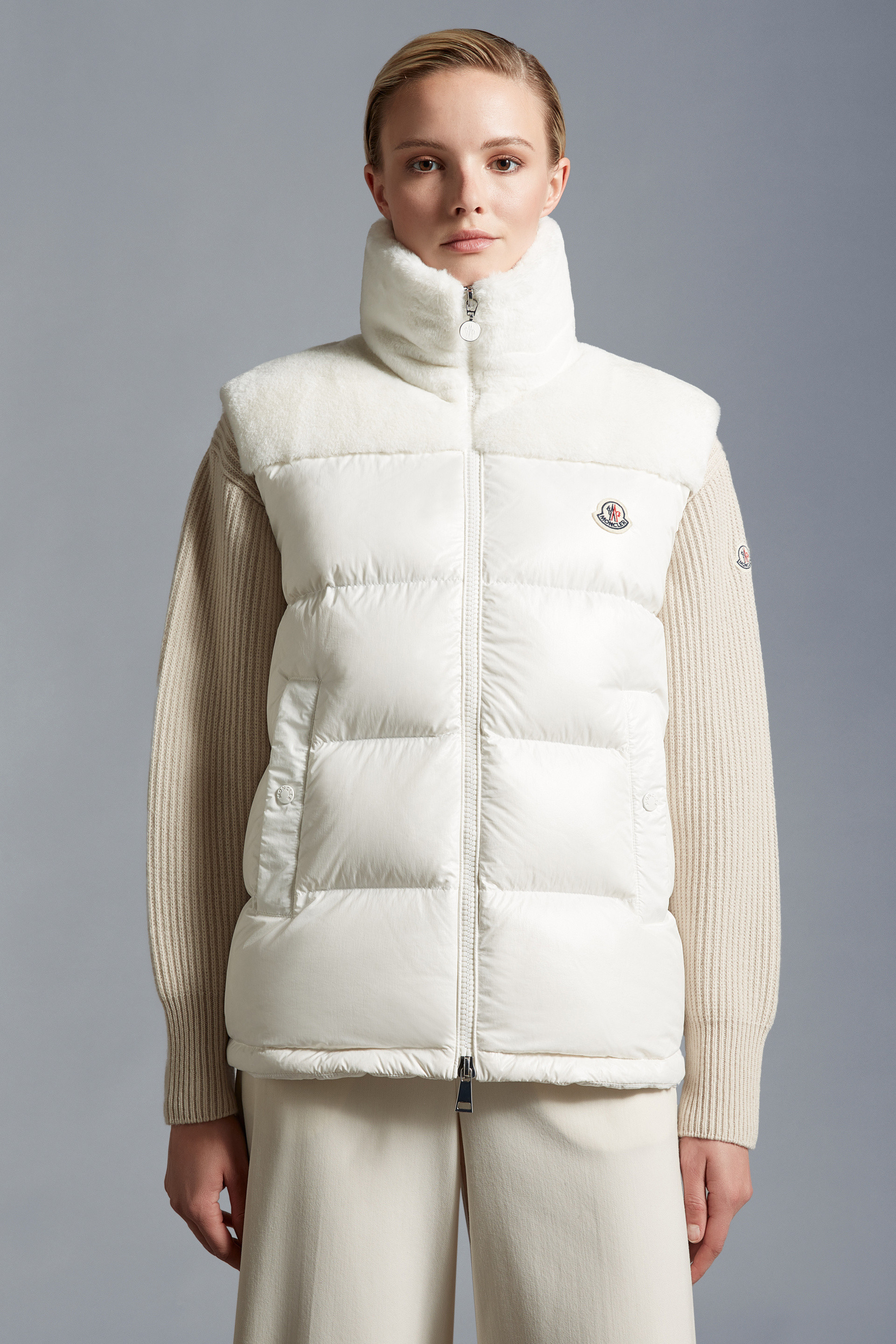 Moncler Lempa Nylon Down Vest In White