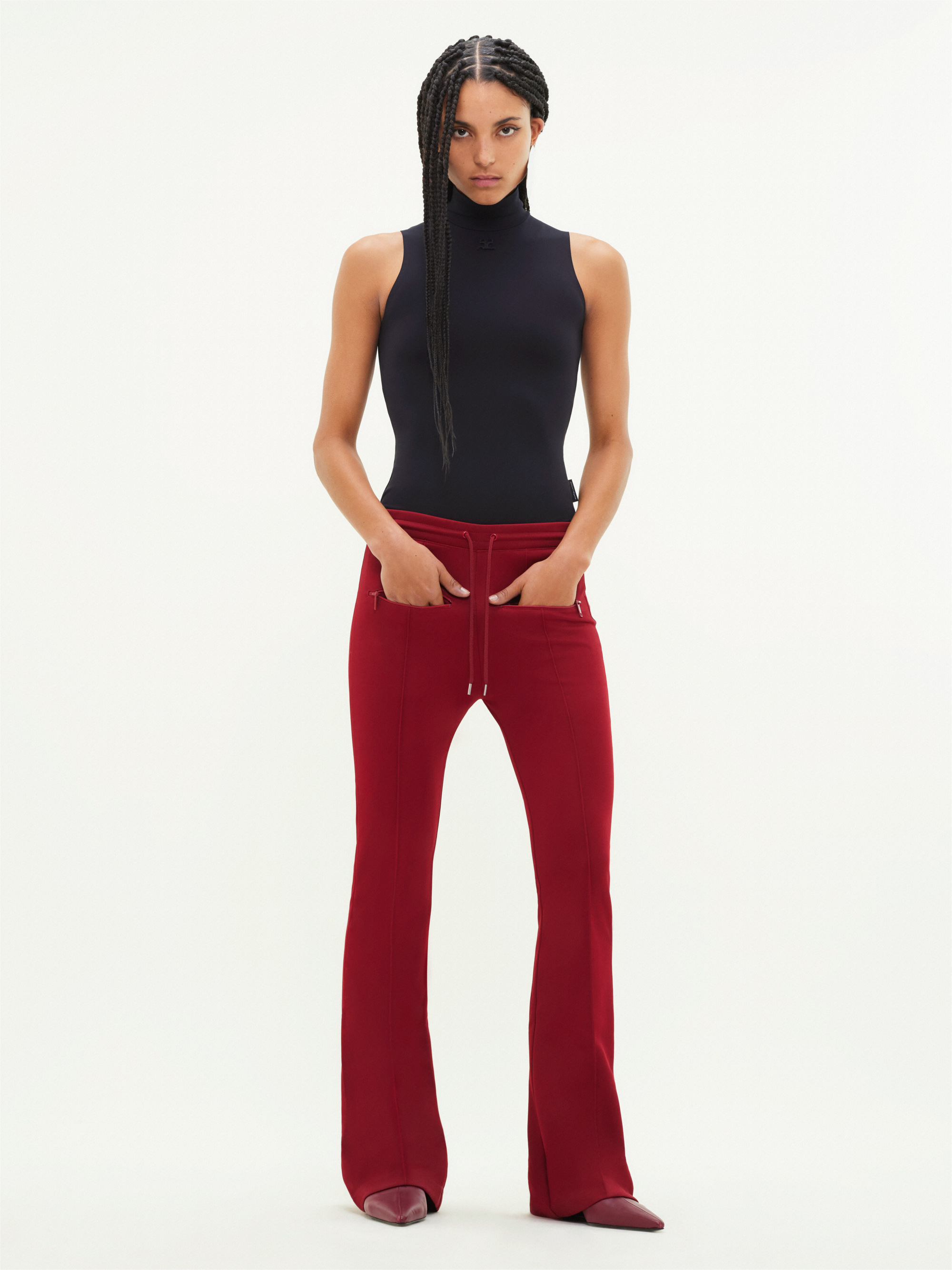Courrèges Techno Jersey High-neck Bodysuit In Black