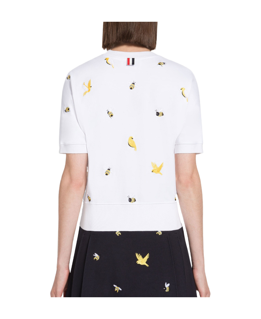 Thom Browne Logo-embroidered T-shirt In White