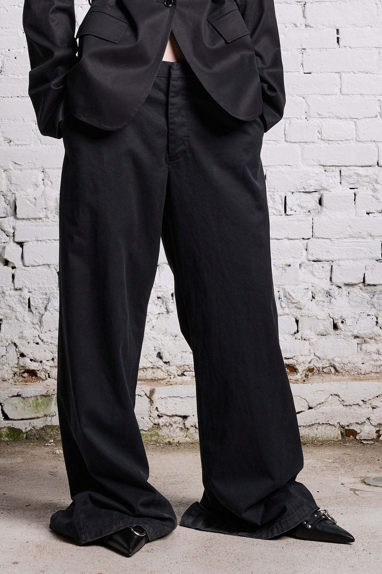 R13 High-waist Wide-leg Trousers In Black