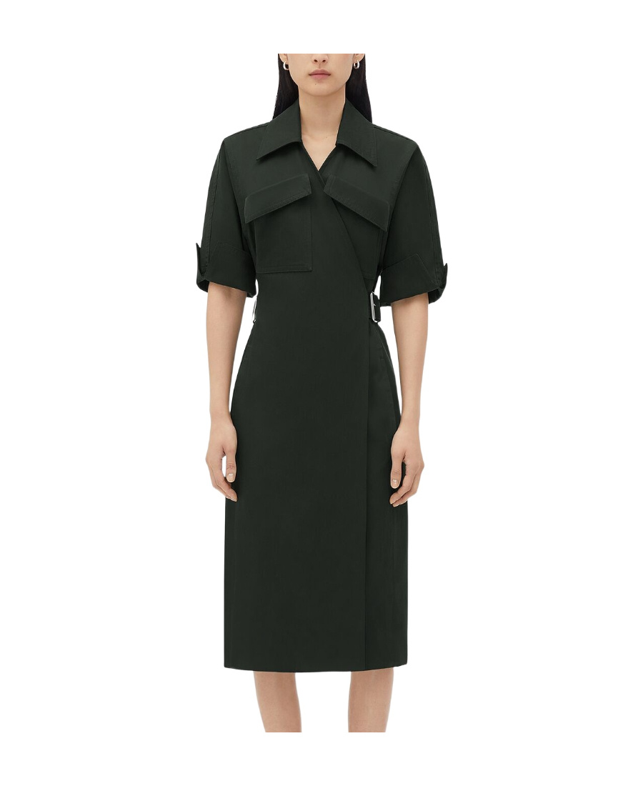 Shop Bottega Veneta Cotton Wrap Dress In Black