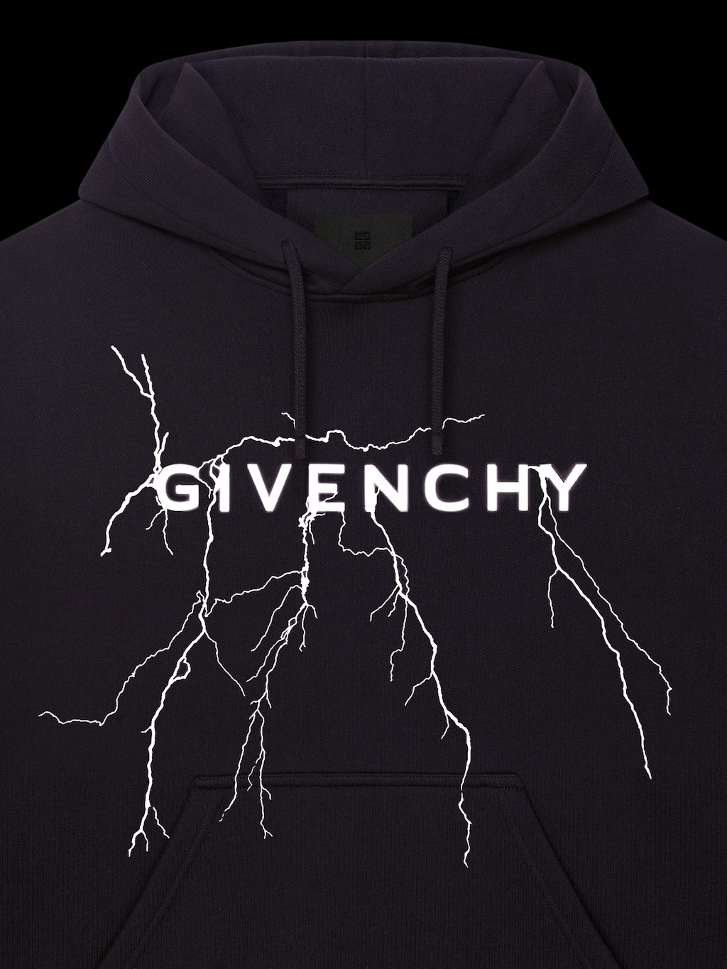 Givenchy Thunderbolt-print Cotton Hoodie In Black