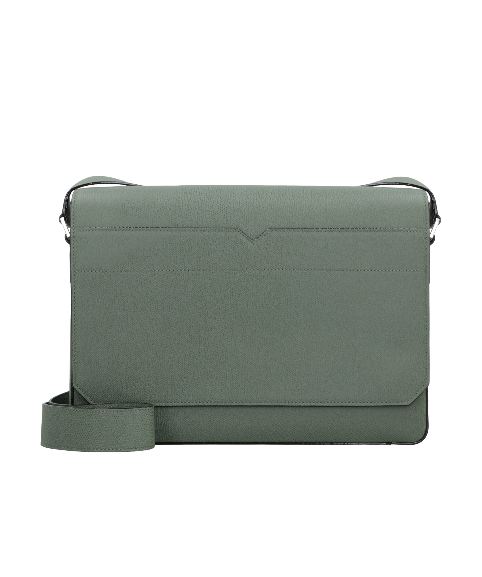 Shop Valextra V-line Foldover-top Messenger Bag In Gray