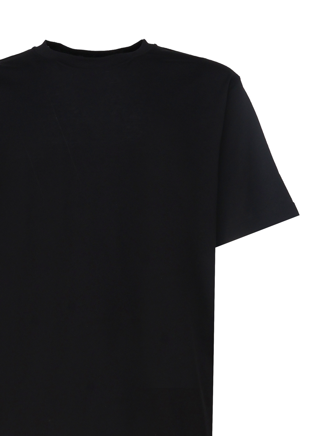 Lardini Black Cotton Crewneck T-shirt In Black