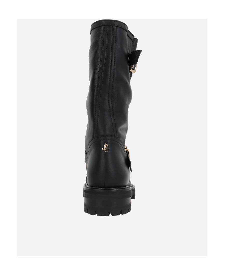 Jimmy Choo Lambskin Leather Studded Short Biker Boots In Black