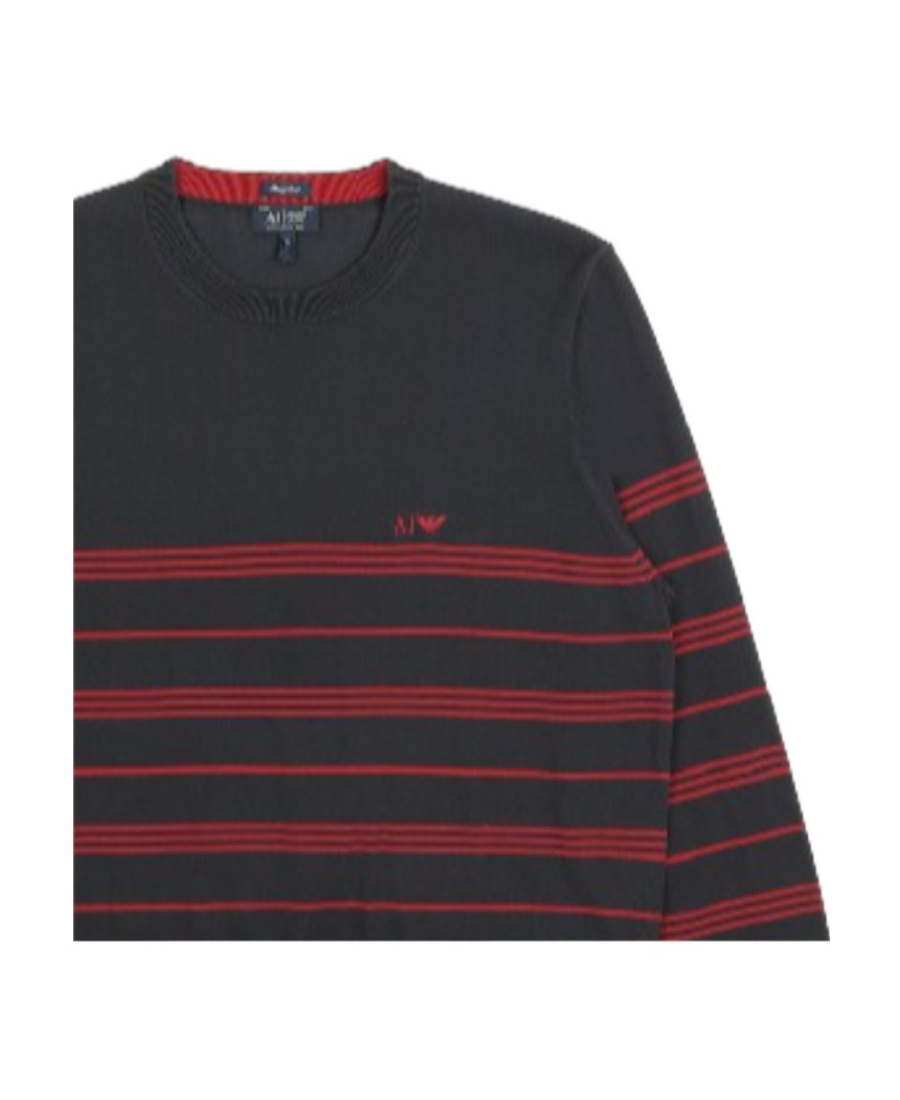 Armani Jeans Striped Sweater In Black