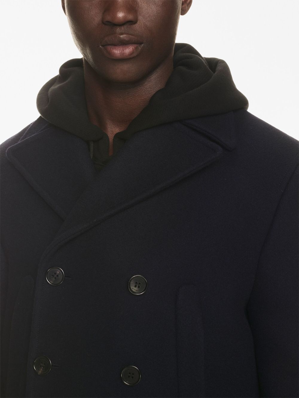 Off-white Double-breasted Peacoat In Black