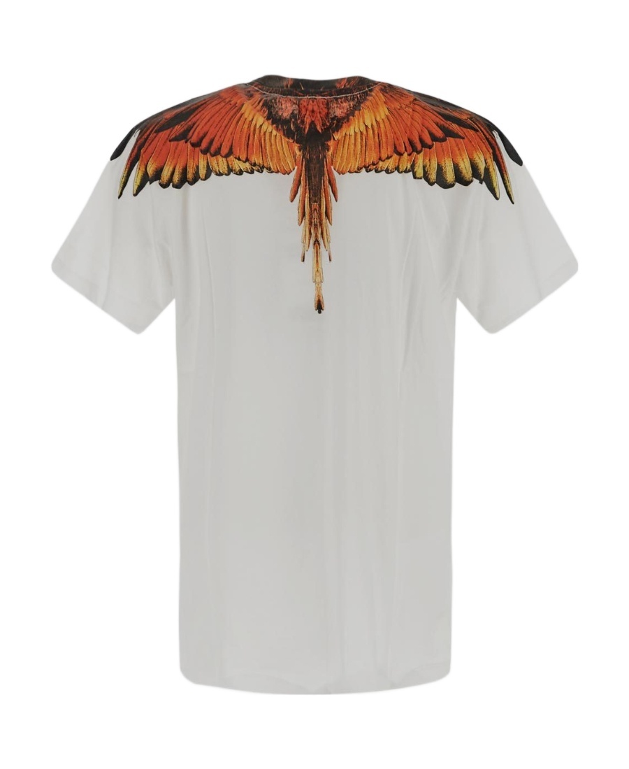 Marcelo Burlon County Of Milan Feather-print Short-sleeve T-shirt In Gray