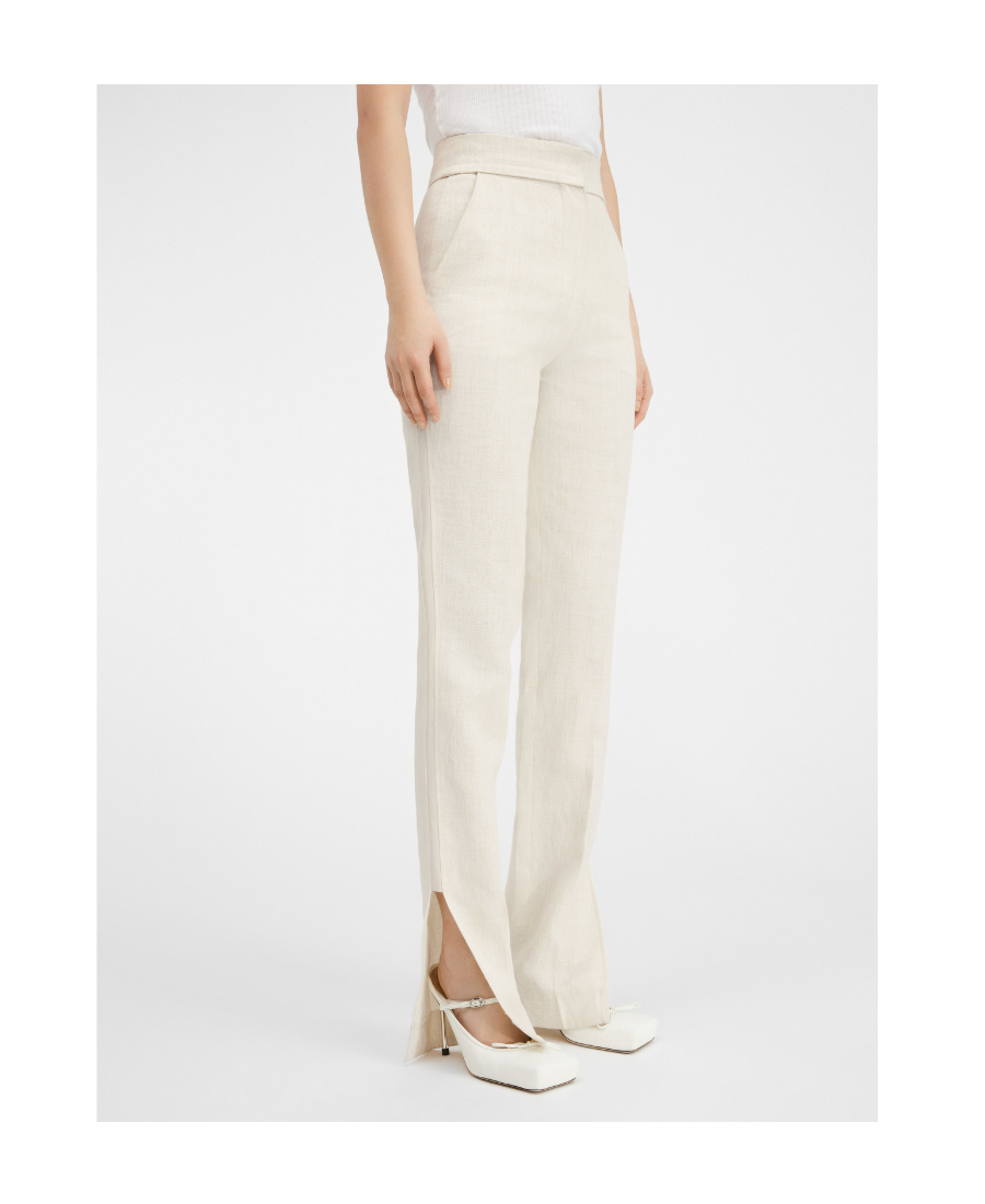 Jacquemus Side Split Straigh-leg Pants In White