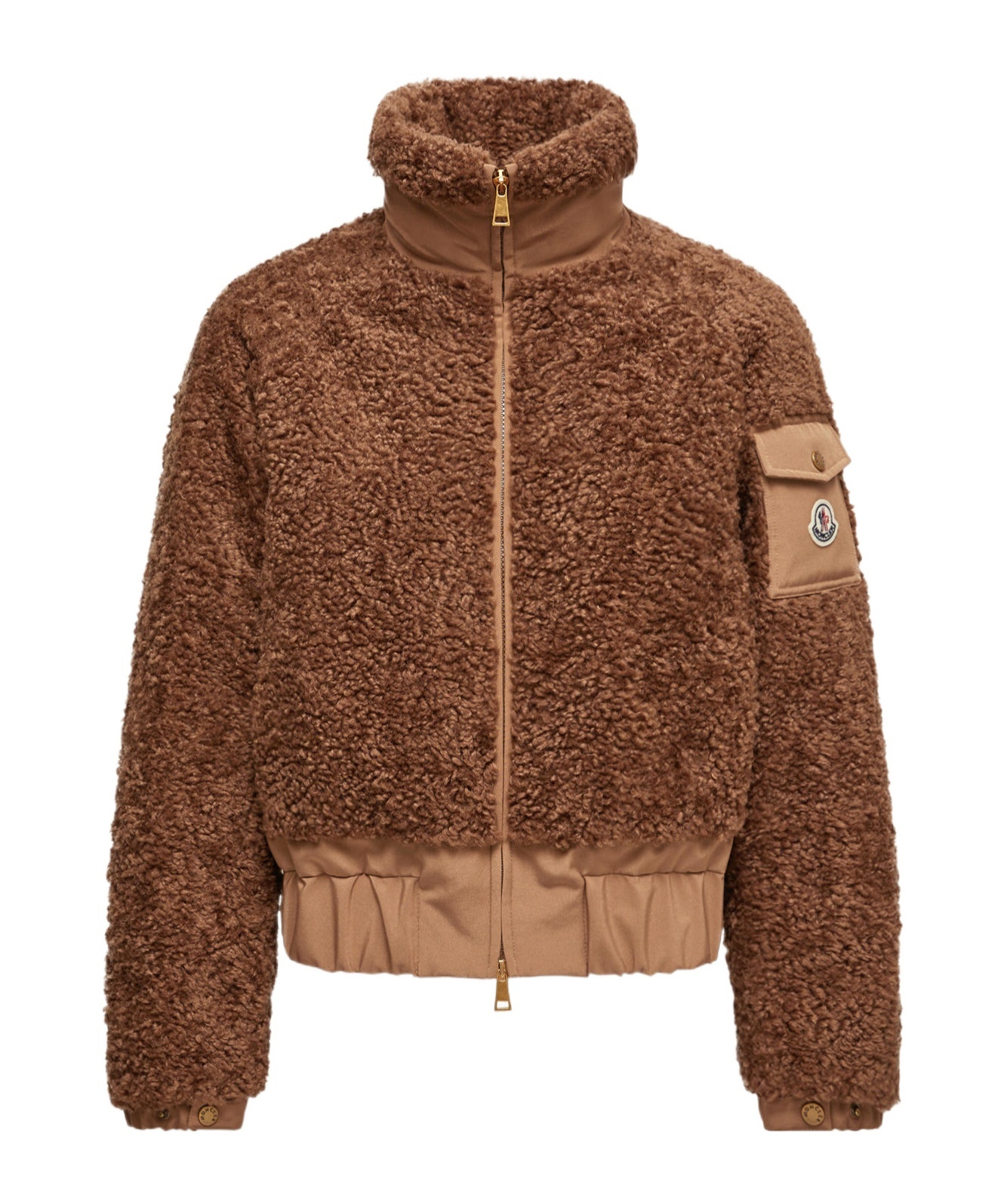 Moncler Coligny Faux Shearling Down Jacket In Brown