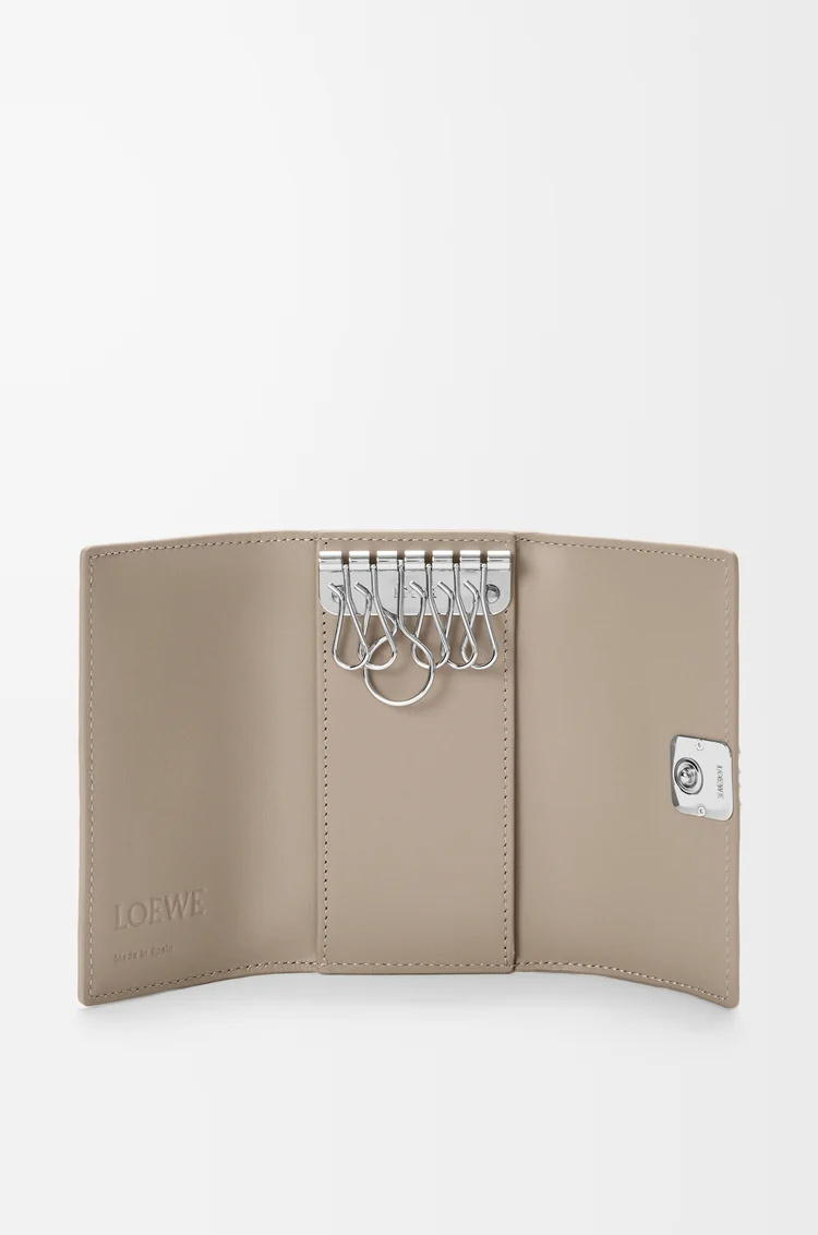 Loewe Anagram Key Case In Pebble Grained Calfskin In Brown