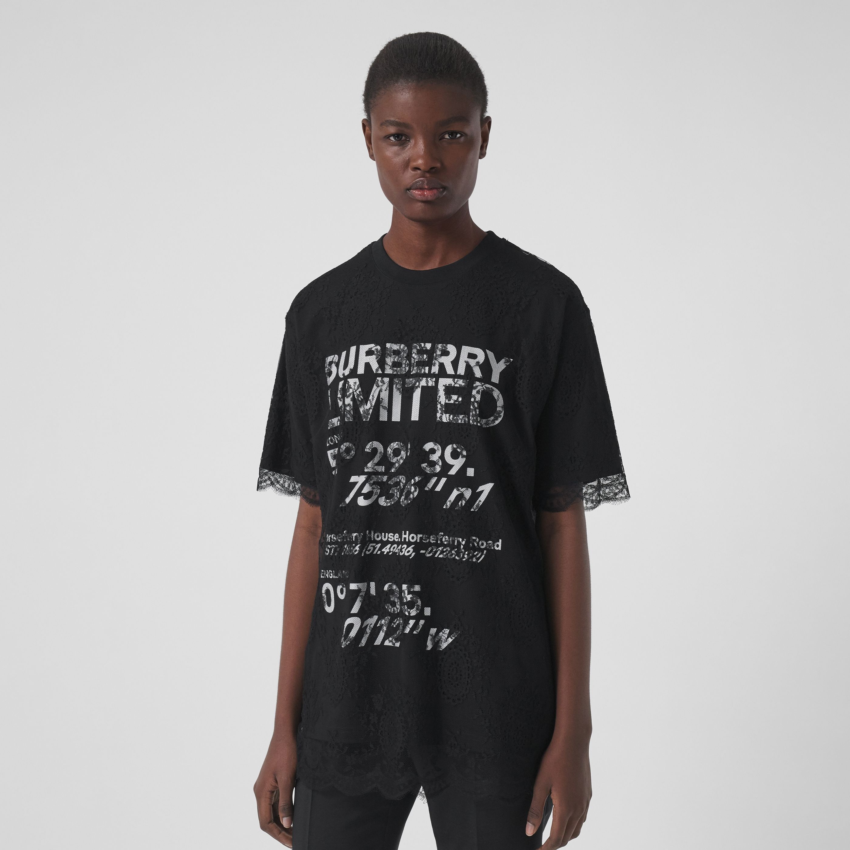 Burberry Coordinates Lace Layered T-shirt In Black