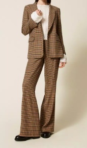 Twinset Checked Button-fastening Trousers In Brown