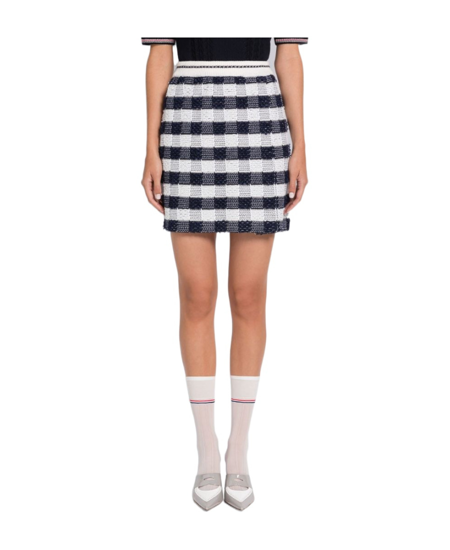 Thom Browne Gingham-check Jacquard Miniskirt In Black