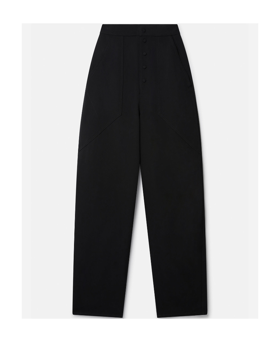 Stella Mccartney Wide-legged Wool Casual Trousers In Black