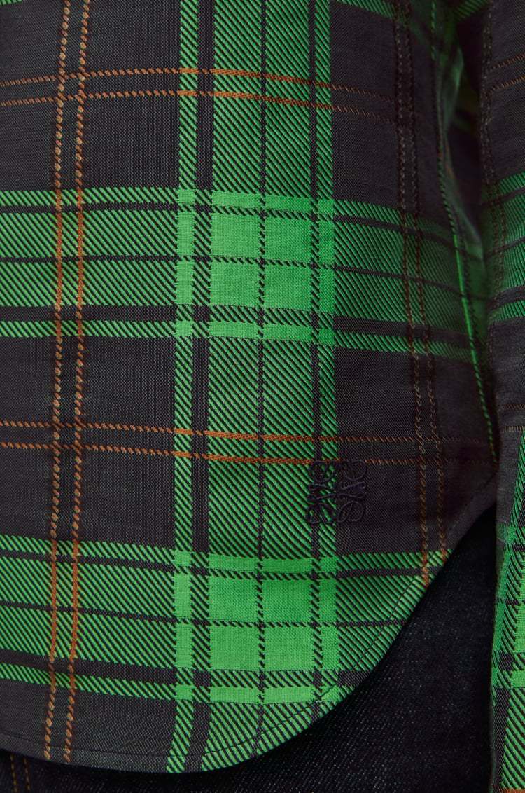 Loewe Lapel Plaid Shirt In Green