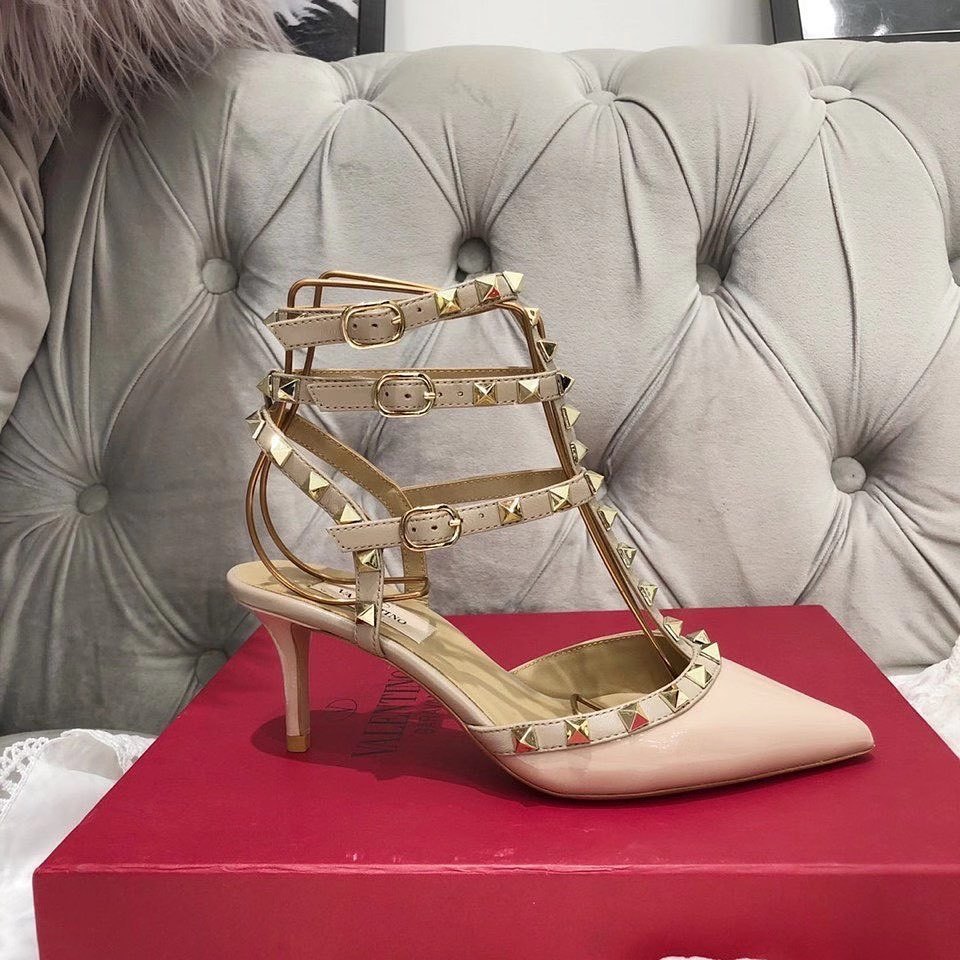 Valentino Rockstud Ankle Strap T. 65 In Nude