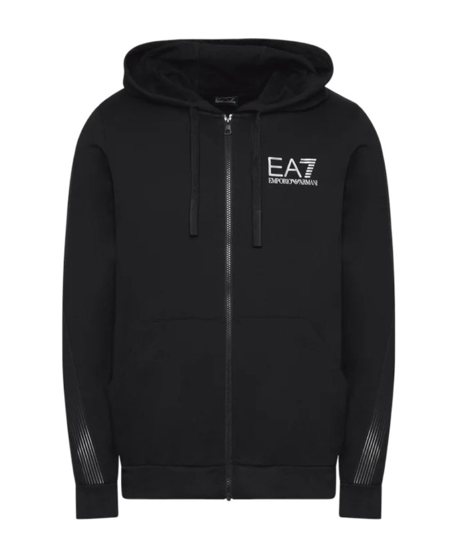 Ea7 Zip-up Logo-print Hoodie In Black