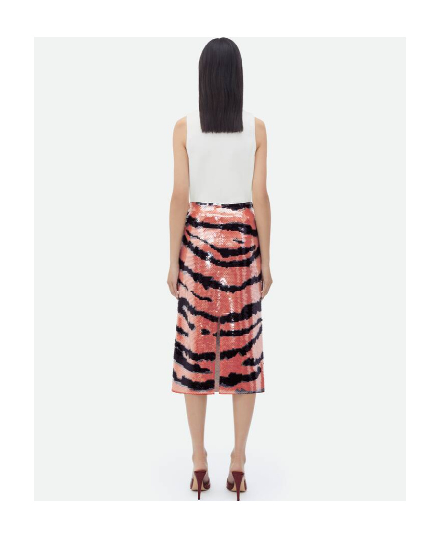 Bottega Veneta Multicolor Embellished Viscose Skirt In Nude