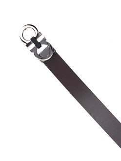 Ferragamo Salvatore  Logo-engraved Reversibile Belt In Black