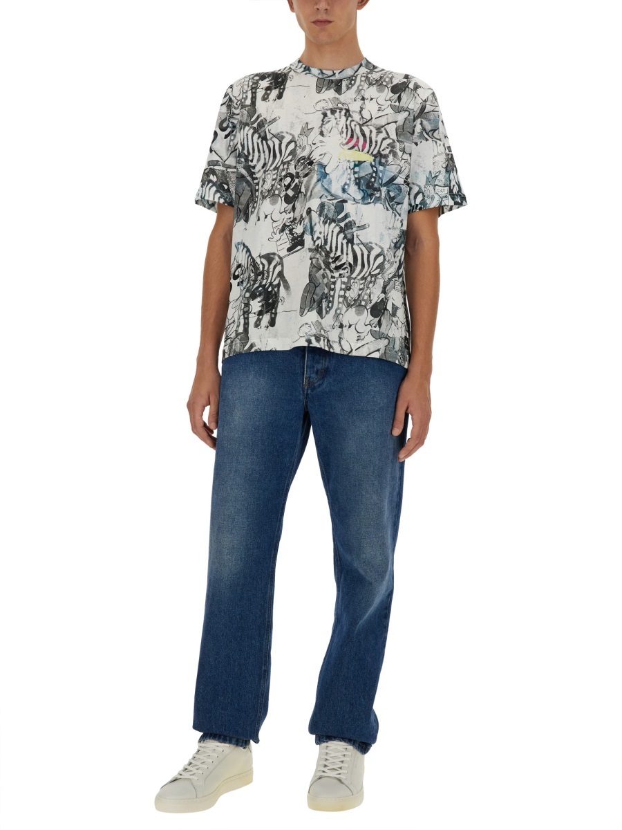 Shop Ps By Paul Smith Cartoon-print Cotton T-shirt In Multicolor