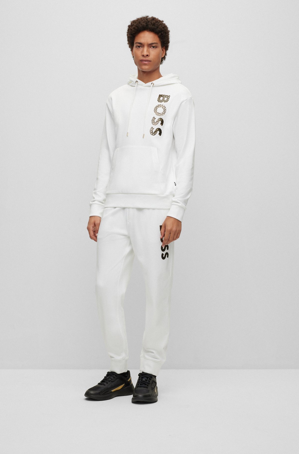 Hugo Boss Logo-print Cotton Hoodie In White