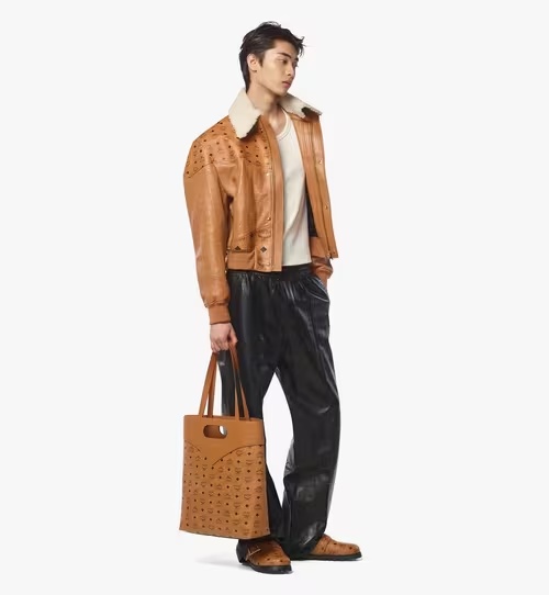 Mcm Diamond Tote In Visetos Leather Mix In Brown