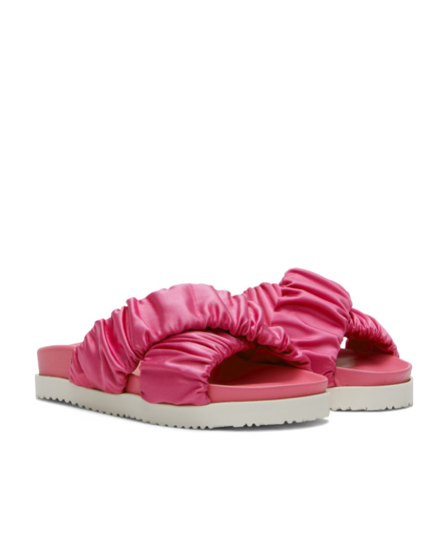 3.1 Phillip Lim Crisscross Ruched Satin Pool Sandals In Pink