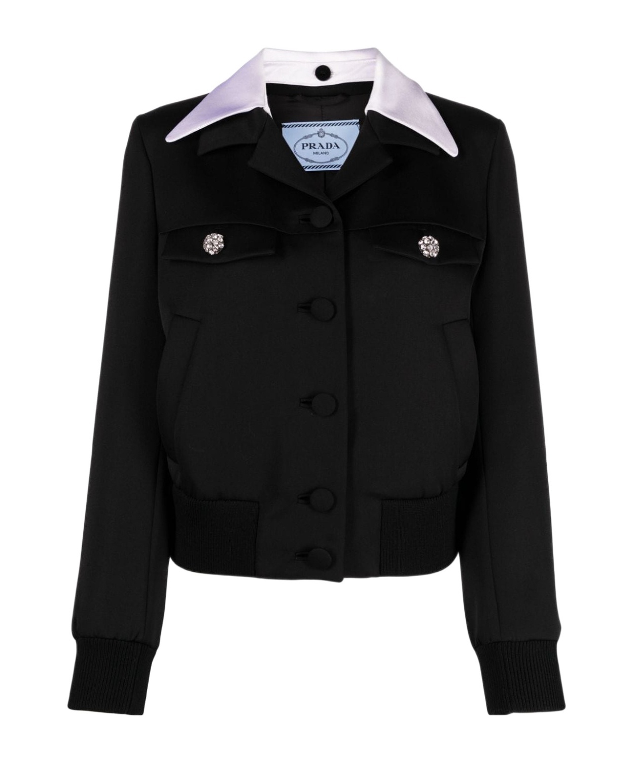 Prada Black Single-breasted Wool And Satin Jacket In Black