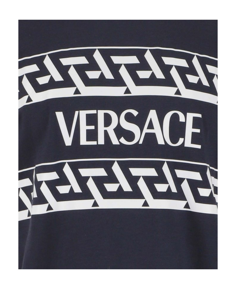 Versace Greca Logo-print T-shirt In Black